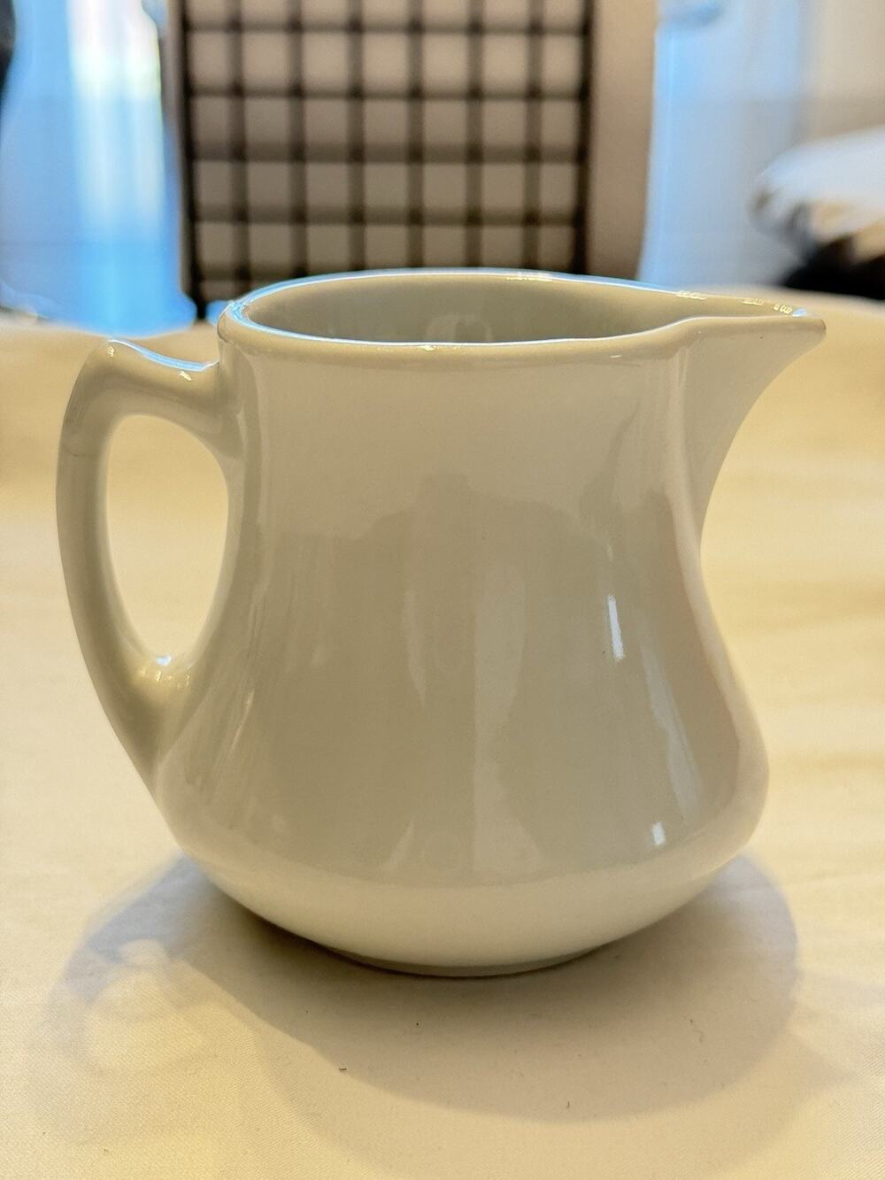 Shenango China Creamer Ceramic White Glossy Round Handle 3" New Castle PA